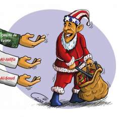 Caricatura - Presentes de Natal dos EUA para os países árabes 