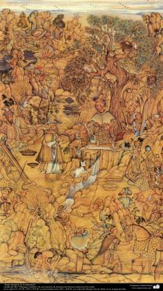هنر اسلامی - شاهکار مینیاتور فارسی - منطقه ضیافت در طبیعت - کتاب کوچک مرقع گلشن - 1605،1628 