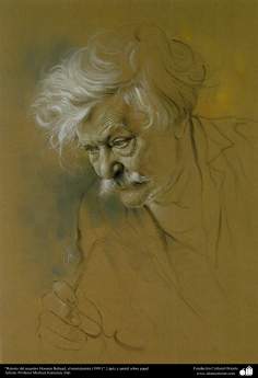 Portrait de Maître Hossein Behzad, miniaturiste (1991), par Morteza Katoozian
