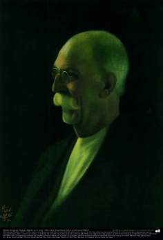 Retrato del pintor -Kamal ol-Molk- en el vejes - Óleo sobre lienzo (hacia 1922); por Kamal ol-Molk
