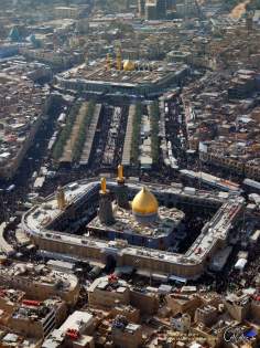 Vista aérea dos santuáros do Imam Hussein (AS) e Hazrat Abbas (AS), Karbala, Iraque - 3