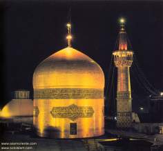 Nächtliche Sicht auf den goldenen Dom in Imam Reza`s heiligen Schrein,  Maschhad - Iran - Heilige Orte des Islam