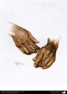هنراسلامی - نقاشی - رنگ روغن روی بوم - اثر استاد مرتضی کاتوزیان -  بدون شرح - (1986)