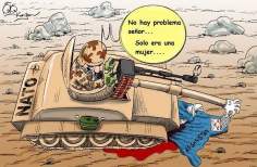  Caricatura, Tanque da OTAN atropela uma mulher Afegã 