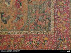 اسلامی فن - ہاتھ سے بنی ہوئی ایرانی قالین اور اس میں دھات کے تار بھی شامل - سولہویں صدی 