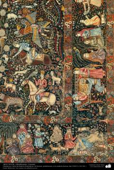 Une partie du tapis persan, tenue dans la ville de Kerman - l&#039;Iran en 1911