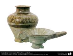 Arte islamica-Gli oggetti in terracotta e la ceramica allo stile islamico-Il vaso e la lampada a petrolio-Siria XII secolo d.C-78  