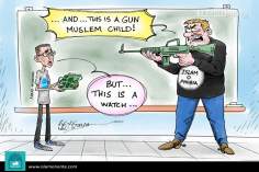 اسلام هراسی در آمریکا (کاریکاتور)