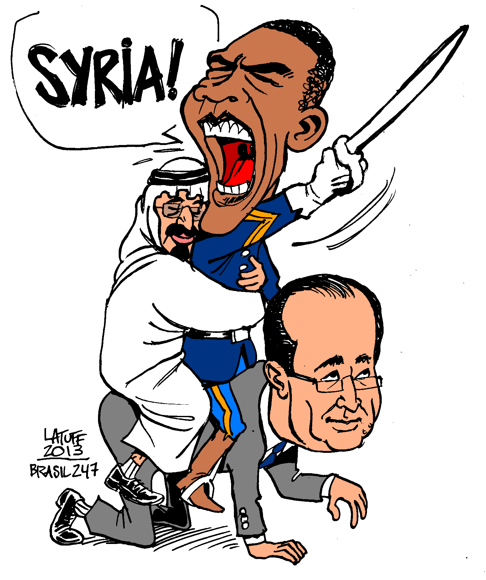 Barack Obama cavalaria indo para Síria (caricatura)