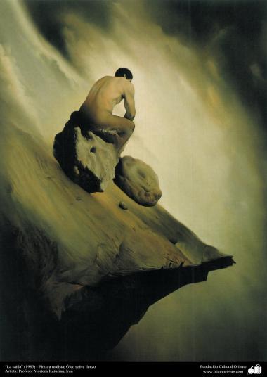 “La caída” (1985) - Pintura realista; Óleo sobre lienzo, Artista: Profesor Morteza Katuzian, Irán