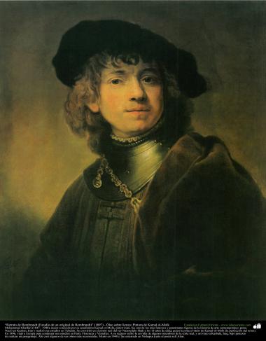 “Retrato de Rembrandt (Estudo de um original de Rembrandt)” (1897) - Óleo sobre tela; Pintura de Kamal ol-Molk 