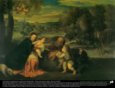 Pintura “São Mateus” (Estudo de um original de Rembrandt) - Óleo sobre tela; artista: Kamal ol-Molk