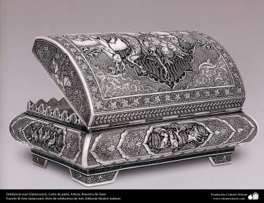 Ourivesaria iraniana (Qalamzani), Cofre de prata, Artista: Mestre Ali Saee - 164