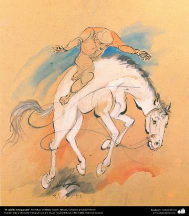 El caballo enloquecido, Miniatura de Ostad Hosein Behzad, Colección privada Teherán -198