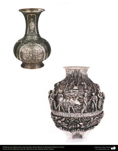 Orfebrería iraní (Qalamzani), Vasijas de plata. Artista: Maestro N. Mantashi y Maestro H. Arevan  -221