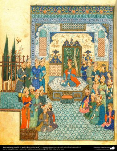 Arte islamica-Il capolavoro della  miniatura persiana,"Accoglienza nella corte di Khosro Parviz",Maestro Hosein Behzad-86