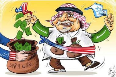 Joy of Saudi Arabia, military attack against Syria (Caricature)