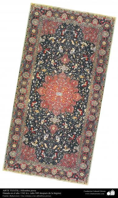 Arte islamica-Artigianato-Tappeto persiano,arricchito con un tipo specifico di metallo-1542 D.C-127