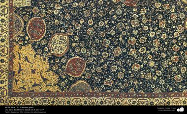 Alfombra persa - Una perte de alfombra datada en el año 1539