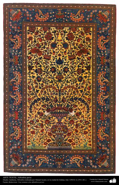 Tapis persan faite à la ville d&#039;Ispahan - l&#039;Iran en 1911