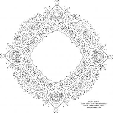 هنر اسلامی - تذهیب فارسی سبک ترنج و شمس - تزئینات از طریق نقاشی و یا مینیاتور - 28