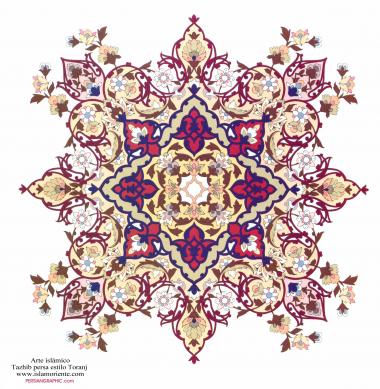 Art islamique - dorure persane style : Toranj  et Shamse  - décoration par la peinture ou la miniature-