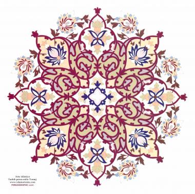 Исламское искусство - Персидский тезхип , стиль " Торандж и Шамс " ( Бергамот и Солнце ) - Украшение живописью или миниатюрой 