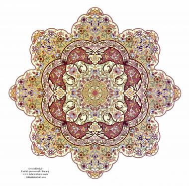 Arte islamica-Tazhib(Indoratura) persiana lo stile Toranj e Shams,Ornamento delle pagine e i testi valorosi mediante dipinto o miniatura-14