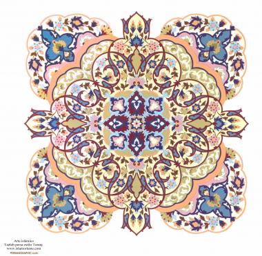 Arte Islâmica - Tazhib persa estilo Toranj (ornamentação através da pintura ou miniatura) 6