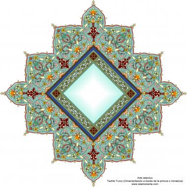 هنر اسلامی - تذهیب فارسی سبک ترنج و شمس - تزئینات از طریق نقاشی و یا مینیاتور - 21