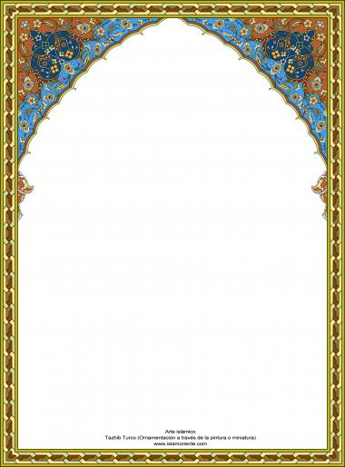 Art islamique - dorure persane style : Toranj  et Shamse  - décoration par la peinture ou la miniature - 81