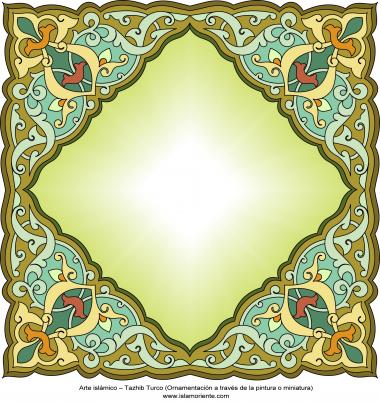 Arte islamica-Tazhib(Indoratura) persiana lo stile Toranj e Shams,Ornamento mediante dipinto o miniatura-55