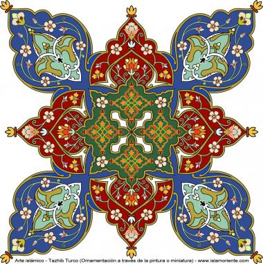Arte islamica-Tazhib(Indoratura) persiana lo stile Toranj e Shams,Ornamento mediante dipinto o miniatura-42