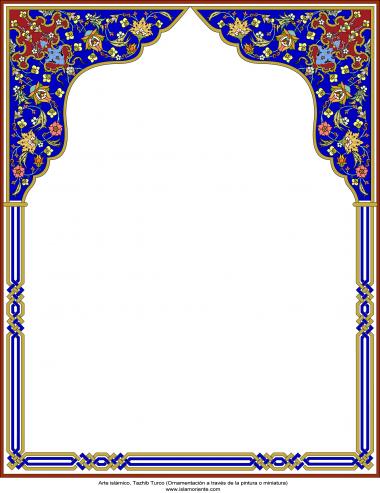 Arte Islâmica - Tazhib turco em quadro (ornamentação através da pintura ou miniatura) - 10