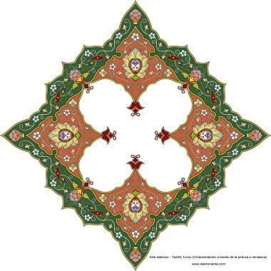 هنر اسلامی - تذهیب فارسی سبک ترنج و شمس - تزئینات از طریق نقاشی و یا مینیاتور - 58 