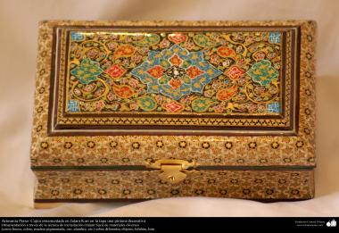 Persian Handicraft - small boxes with ornamentation and a table in Khatam Kari- 3