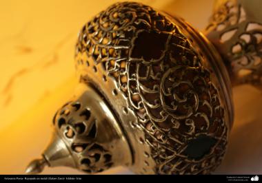 Artesanato Persa - metal em relevo (Qalam Zani) Isfahan, Irã - 18