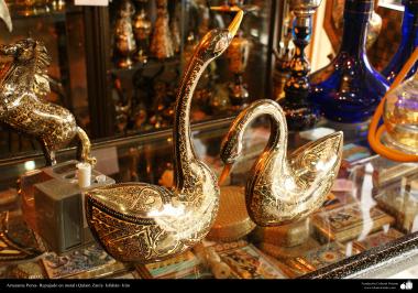 الفن الإسلامي - الحرف - الخرط - القائمة الفن المعدنية - الطيور معدنية منقوشة دیکور - 36