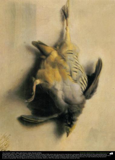 Peinture &quot;oiseau mort&quot; (1925) - Huile sur toile; Artiste: Kamal-ol-Molk