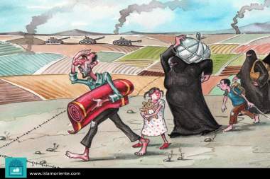 کارٹون - جنگ کی وجہ سے ترک وطن پر مجبور 