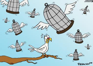 La pace in gabbia (Caricatura)