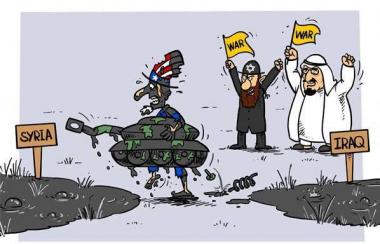 Caricatura - Quem são os partidários da guerra na Síria 