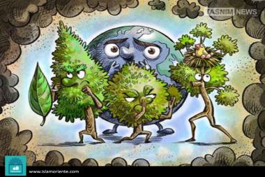 کارٹون - درخت اور جنگل دنیا کی حفاظت کرتے ہوئے ہوا کی گندگی سے