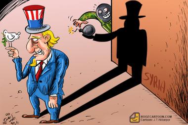 الولايات المتحدة امریکا ترسل سلاحا سريا الی سوريا (الكاریکاتیر)