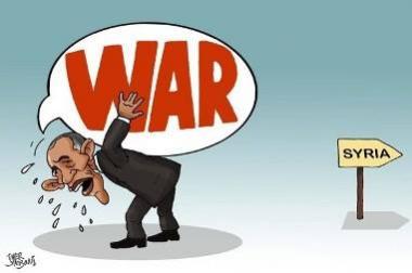 The failure of the bellicose policies of Obama (caricature)