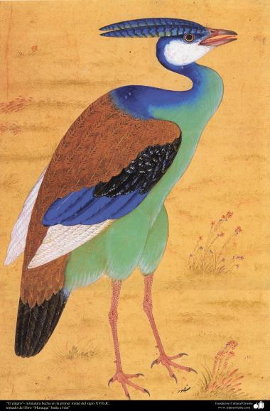 Arte islamica-Capolavoro di miniatura persiana-&quot;Uccello&quot;