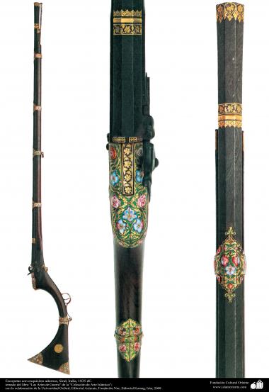 Weapons and decorated enamelware - Shotguns with exquisite ornaments, Sind, India, 1835 AD. (12)