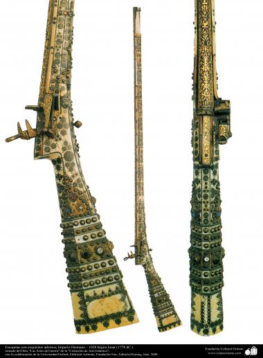 Gli antichi attrezzi bellici e decorativi-Il fucile decorato-Impero ottomano-1028 E.l-1778 d.C  