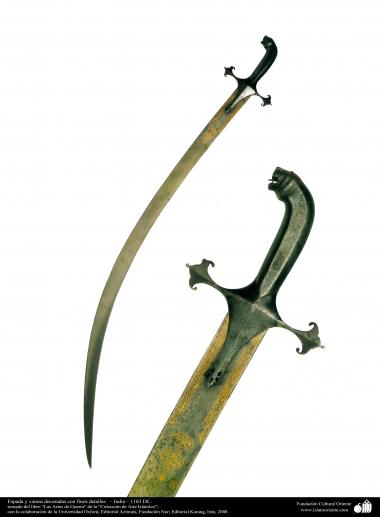 Weapons and decorated enamelware - Sword and sheath decorated with fine details - India - 1163 DC.