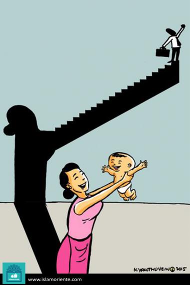 امیدی برای فردا - مادر پله صعود (کاریکاتور)